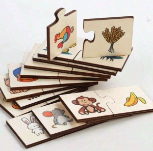 Puzzle Cognitiv de Asociere din Lemn, 24 piese, model Hrana Animale #JJ5557 - Img 2