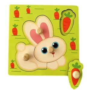 Puzzle Incastru din Lemn cu 4 Butoni - Model Iepuras #JJ5297