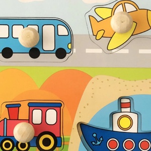 Puzzle Incastru din Lemn cu 4 Butoni - Model Mijloace de Transport #JJ5294 - Img 2