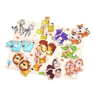 Puzzle incastru din Lemn cu Maner - Animale Salbatice #JJ5548 - Img 2