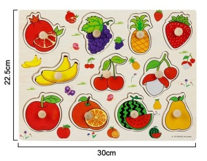 Puzzle incastru din Lemn cu Maner - Fructe #JJ5556 - Img 2