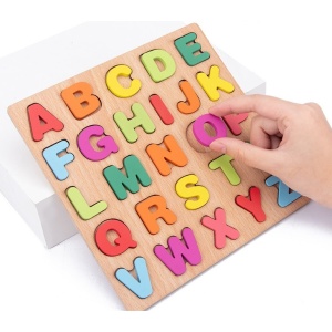 Puzzle incastru educativ 3D din lemn - Alfabet: Litere Mari #JJ5106 - Img 4