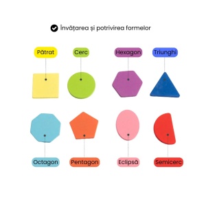 Puzzle incastru educativ 3D din lemn - Forme Geometrice #JJ5045 - Img 3