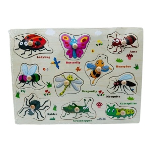 Puzzle Incastru Insecte din Lemn cu maner #JJ5201 - Img 3