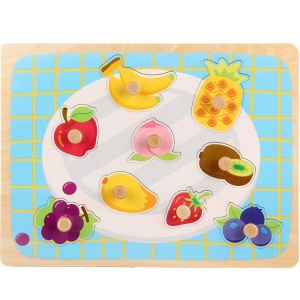 Puzzle Incastru Montessori din Lemn cu Maner: Fructe, 9 piese #JJ5324 - Img 4
