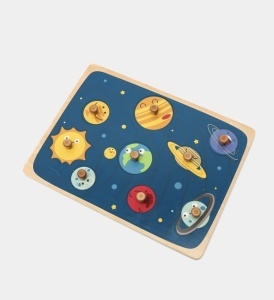 Puzzle Incastru Montessori din Lemn cu Maner: Sistemul Solar, 9 piese #JJ5325 - Img 7