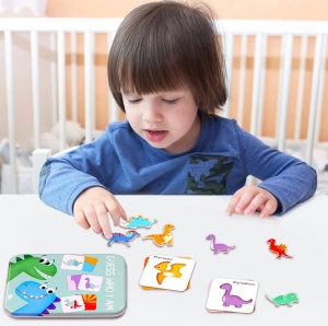 Puzzle Montessori de asociere în cutie metalică Guess Who I Am: Dinozauri, 24 piese #JJ5083 - Img 4