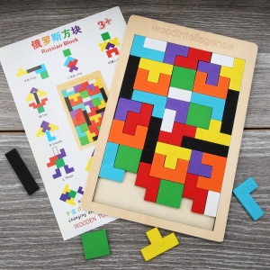 Puzzle Montessori din Lemn tip Tetris cu Forme Neregulate , 3D, 40 piese #JJ5532 - Img 5