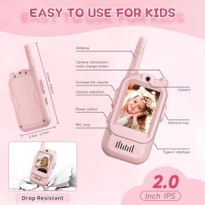 Set 2 Video Walkie-Talkie, conexiune directa Fara Internet, incaracre USB, Roz si Albastru #JJ5461 - Img 8