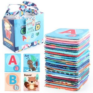 Set 26 de Carduri Educationale Textile, cu Doua Fete, Litere/ Animale, Saculet inclus #JJ5456 - Img 4