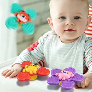 Set 3 Spinnere cu Ventuza pentru Bebelusi, Senzoriale, Model Animale,multicolor #JJ5624 - Img 2