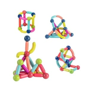 Set 42 Piese Magnetice de Constructie cu Bete si Bilute, ABS, Multicolor #JJ5458 - Img 8