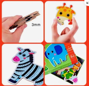 Set 6 Puzzle-uri cu Piese Mari, din carton gros - Animale din Savana #JJ5088 - Img 7
