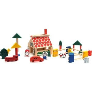 Set Cuburi de Construit din Lemn, Model Ferma, 48 piese, multicolor #JJ5405 - Img 4