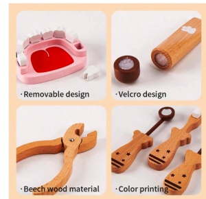 Set Montessori Joc de Rol Stomatolog din Lemn, 6 piese #JJ5652 - Img 3