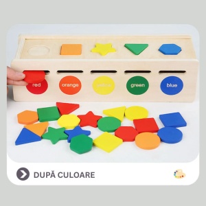 Sortator forme și culori din lemn tip Montessori #JJ5081 - Img 3