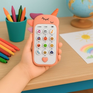 Telefon Interactiv pentru Bebelusi cu Functii Educative si Muzicale, Model Unicorn, Roz #JJ5536 - Img 3