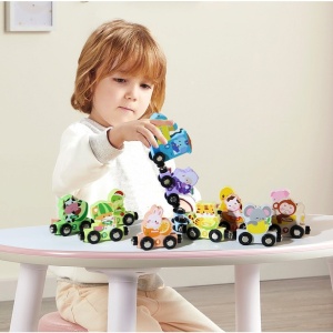 Trenulet educativ din Lemn, Magnetic, Model Animale Zoo, 92 cm, 13 piese #JJ5539 - Img 5