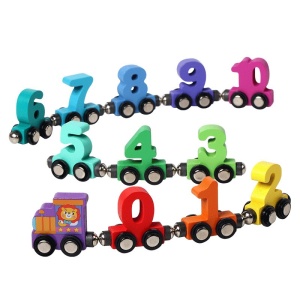 🌈Oferta Zilei❗Trenulet educativ din Lemn, Magnetic, Model Cifre, 62 cm, 12 piese #JJ5537 - Img 2