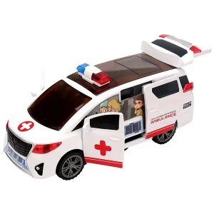 Ambulanta cu Lumini 3D, Muzica, Usi care se deschid si Functie de Rotire 23 cm #JJ5467 - Img 3