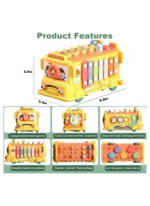 Autobuz Interactiv Multifunctional cu Xilofon si 8 Activitati, tip Montessori #JJ5469 - Img 3