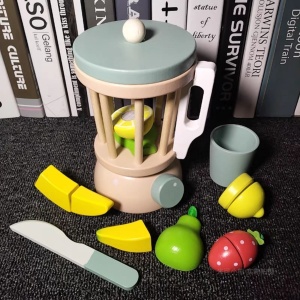Blender cu Fructe de Taiat si Accesorii, din Lemn, Joc de Rol, KABI, nunate Pastel #JJ5668 - Img 8