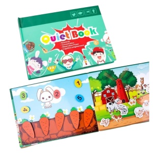Carte interactiva Quiet Book Montessori, piese cu scai reutilizabile, 10 pagini #JJ5657