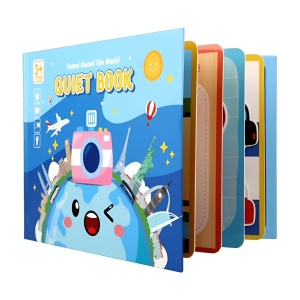 Carte interactiva Quiet Book Montessori, piese cu scai reutilizabile, In jurul Lumii, 10 pagini, #JJ5664 - Img 10