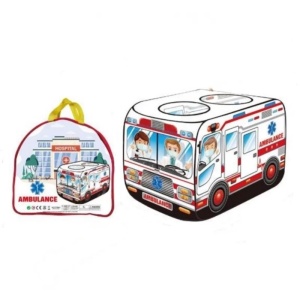 Cort de Joaca pentru copii Ambulanta, plabil, cu gentuta de depozitare #JJ5224