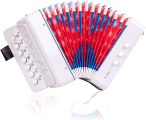 Instrument Muzical Acordeon Jucarie, 7 butoane, 2 bass, Alb #JJ5182 - Img 5