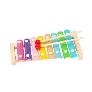 Instrument Muzical Xilofon din Lemn cu 8 note muzicale si 2 Bete de Percutie, Multicolor Pastel #JJ5531 - Img 2