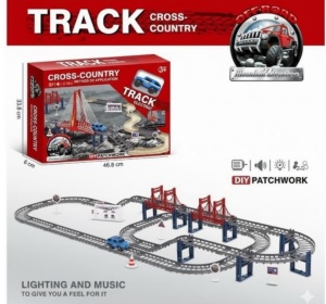 Joc de Constructie Circuit cu Masina Electrica Offroad, Lumini, Sunete si Pod suspendat#JJ5471 - Img 6