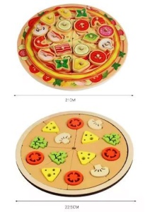 Joc de Stivuire Pizza din Lemn, tip Montessori, multicolor #JJ5406 - Img 5