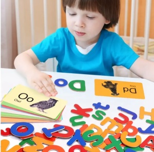 Joc educativ Alfabetar cu 52 litere magnetice din lemn #JJ5001 - Img 3