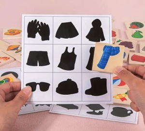 Joc Educativ de Asociere cu Umbre din Lemn, 40 piese, tip Montessori #JJ5299 - Img 5