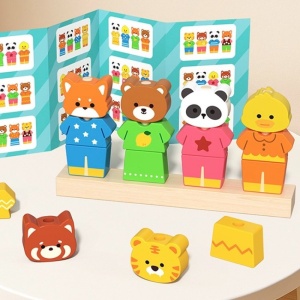 Joc Educativ din Lemn tip Montessori, Asociere Imbracaminte si Animale #JJ5563 - Img 2