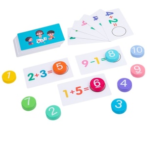 Joc Educativ Invatare Adunare si Scadere cu Cifre din Lemn si 46 Planse, Multicolor #JJ5402 - Img 6