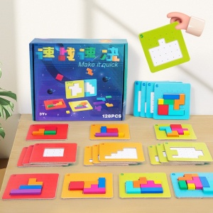 Joc Puzzle Interactiv din Lemn tip Tetris, 128 piese #JJ5121 - Img 3