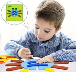 Joc Tangram Montessori din Lemn, 39 piese, Multicolor #JJ5454 - Img 2