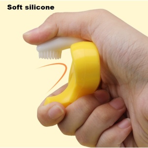 Jucarie Dentitie Bebelusi, Banana din Silicon, suprafata texturata, fara BPA, Galben #JJ5634 1) - Img 4