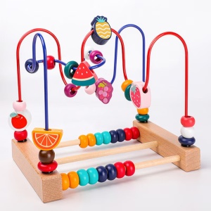 Labirint Montessori din Lemn pentru motricitate, cu Abac, Fructe si numaratoare, Multicolor #JJ5164 - Img 10