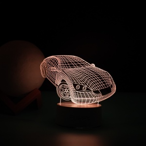 Lampa LED 3D, Model Masina, USB si baterii, Acril, cu Telecomanda, Lumina Multicolora, 20 cm #JJ5334 - Img 2