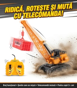 Macara cu Telecomanda RC, Ridica, Coboara, Roteste, Portocaliu #JJ5587 - Img 3