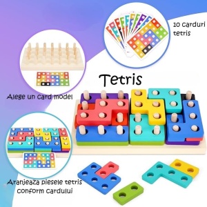 Masinuta Montessori din Lemn cu Sortator, Animale, Tetris si Snur pentru tras #JJ5015 - Img 3