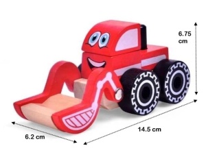 Masinuta Utilitara din Lemn cu Stivuire Cuburi - Model Buldozer #JJ5301 - Img 3