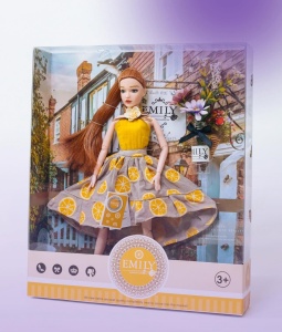 Papusa Emily, Rochita cu Citrice si Vaza cu Flori, 29 cm #JJ5444