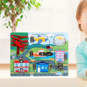 Placa Busy Board din Lemn, Orasel cu Trafic, Incuietori Metalice, tip Montessori#JJ5441 - Img 2