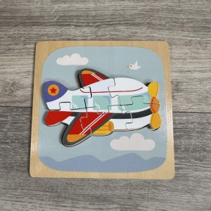 Puzzle 3D din Lemn Model Avion, 6 piese, tip Montessori #JJ5165 - Img 4