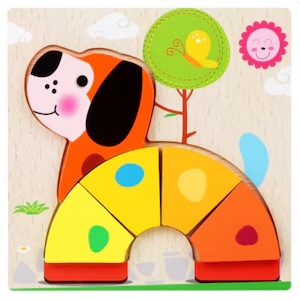 Puzzle 3D din Lemn Model Catel, 5 piese, tip Montessori #JJ5639 - Img 2