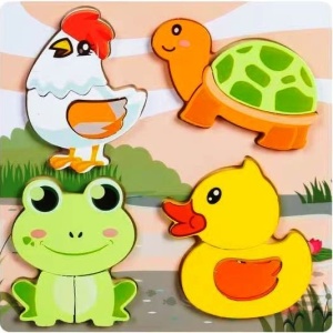 Puzzle din Lemn 3D tip Montessori: Animale Domestice #JJ5310